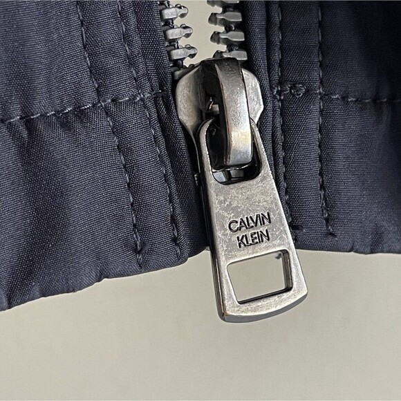 Calvin Klein Navy Blue Zip Up Jacket Men XL Classic Long Sleeve High Mock Neck - Picture 10 of 14